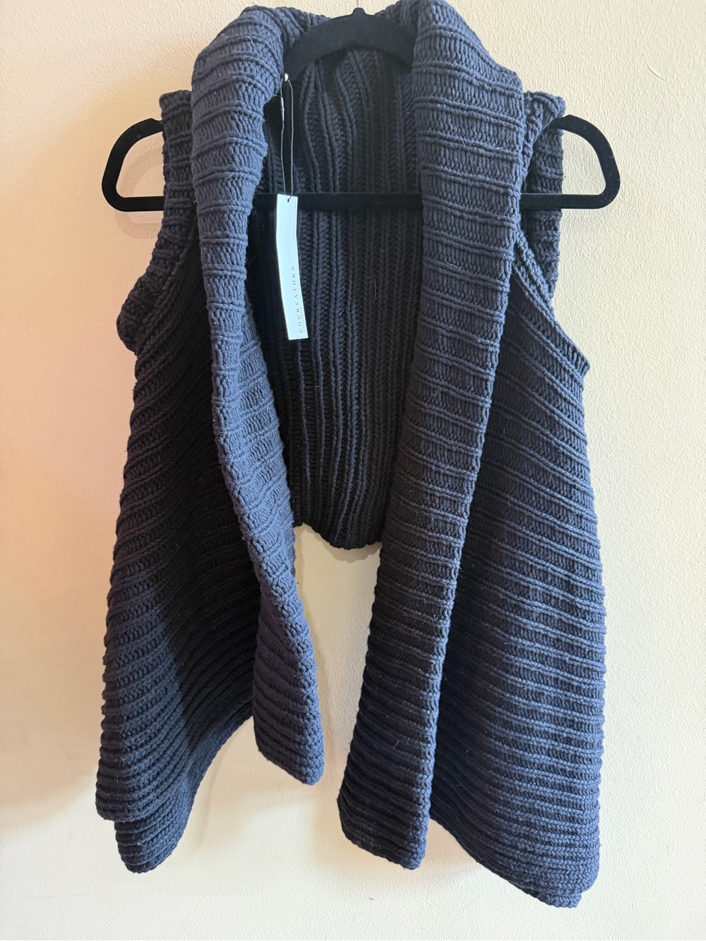 Zara Dark Gray Ribbed Open-Front Knit Vest